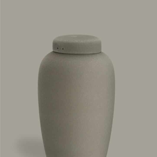 Grå urne til bisættelse