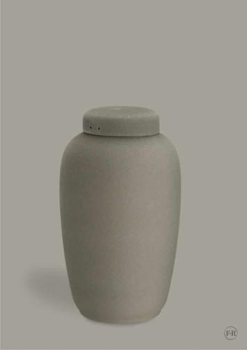 Grå urne til bisættelse